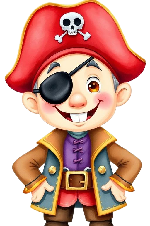Bunter Piraten-Charakter aus dem Kinderbuch